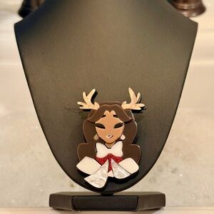 "Reindeer Games" Erstwilder Inspired Laser Cut Layered Acrylic Christmas Brooch